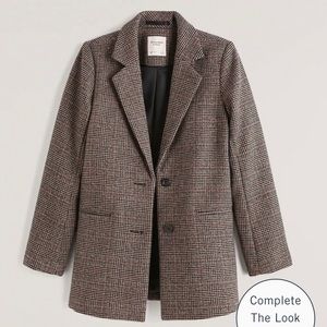 Women’s Wool-Blend Blazer Coat in Brown Plaid